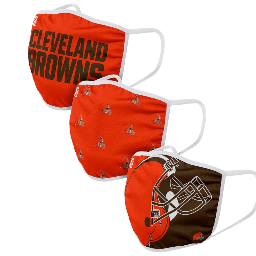  Cleveland Browns Adult Face Covering 3-PackDust mask with filter->cleveland browns->NFL Jersey